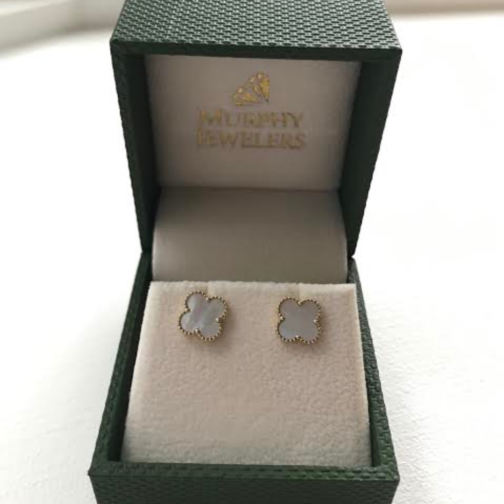 Madison L Mother of Pearl Floral Earrings 14K Gold